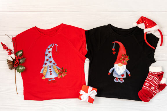 Christmas holly set gnomes clipart