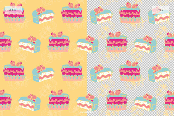 Birthday Cake Vector Patterns and Seamless Tiles