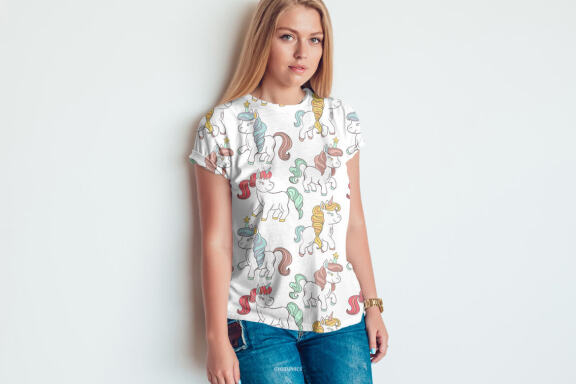 Cute Little Magical Unicorns Vector Patterns
