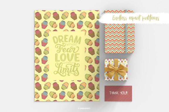 Vector Succulents, Cacti and Doodles Patterns and Digital Papers