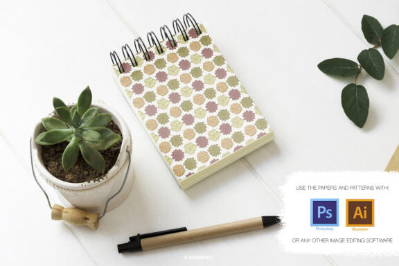 Vector Succulents, Cacti and Doodles Patterns and Digital Papers