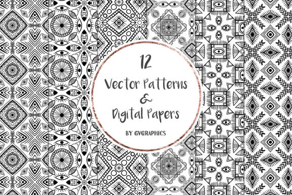 FREE Black and White Vector Patterns and Digital Papers Set 1