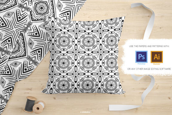FREE Black and White Vector Patterns and Digital Papers Set 1