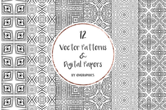 FREE Black and White Vector Patterns and Digital Papers Set 1