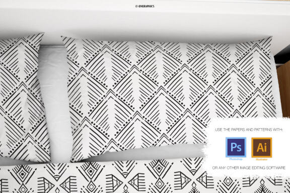 Hand Drawn Black and White Vector Patterns and Digital Papers Set 2