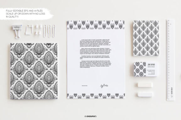 Hand Drawn Black and White Vector Patterns and Digital Papers Set 3
