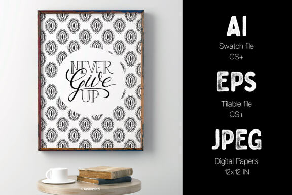 Hand Drawn Black and White Vector Patterns and Digital Papers Set 3