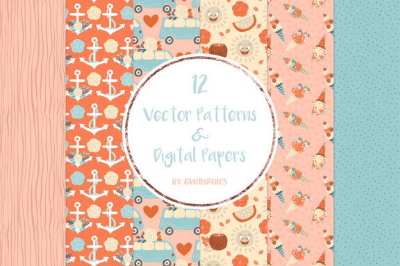 Vector Summer Patterns and Digital Papers