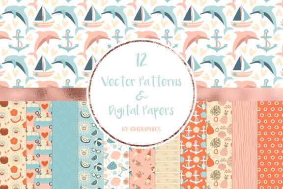 Vector Summer Patterns and Digital Papers