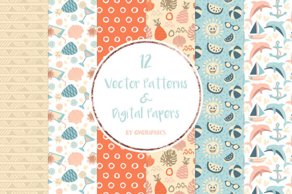 Vector Summer Patterns and Digital Papers