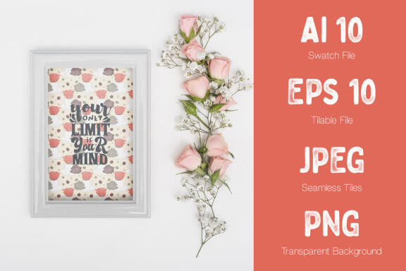 Roses and Tea Cups Vector Patterns and Seamless Tiles