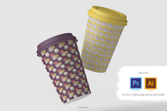 Roses and Tea Cups Vector Patterns and Seamless Tiles