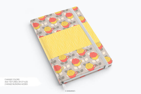 Roses and Tea Cups Vector Patterns and Seamless Tiles