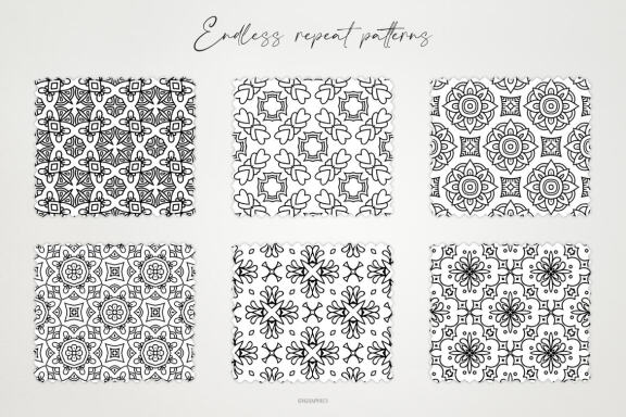 Monochrome Ornaments Vector Patterns Vol.2