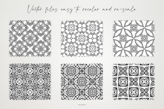 Monochrome Ornaments Vector Patterns Vol.2