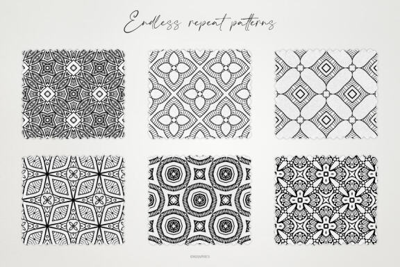 Monochrome Ornaments Vector Patterns Vol.1