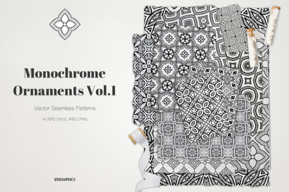 Monochrome Ornaments Vector Patterns Vol.1