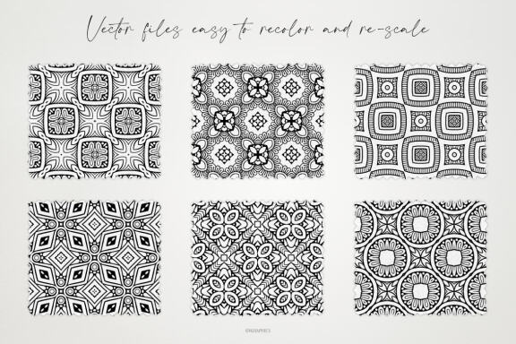 Monochrome Ornaments Vector Patterns Vol.1