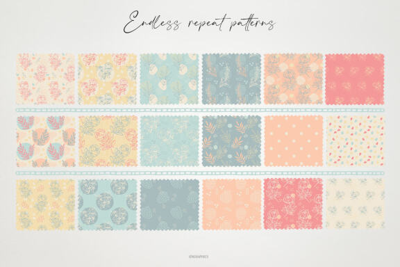 Elegant Summer Roses Vector Patterns
