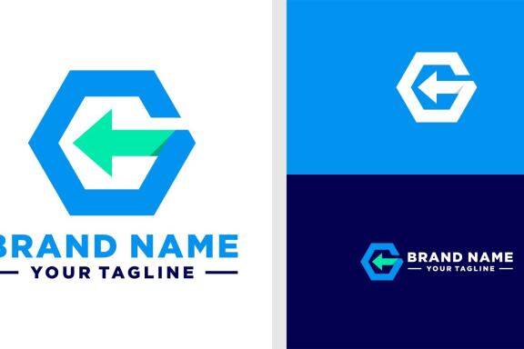LETTER G LOGO ARROW HEXAGON EDITABLE