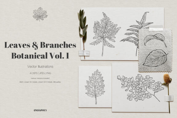 Leaves and Branches Botanical Vector Set Vol. 1