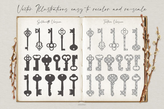 Retro and Modern House Keys Vector Illustrations