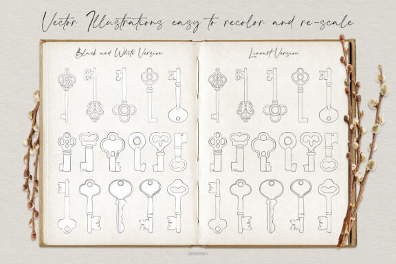 Retro and Modern House Keys Vector Illustrations