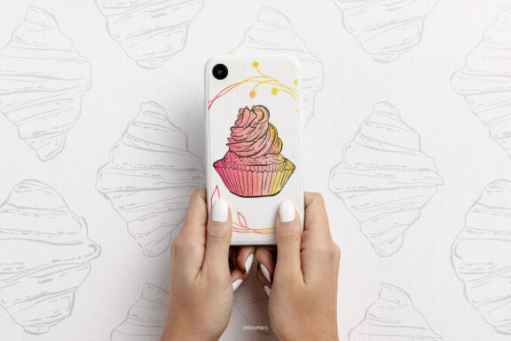 Croissants and Shugary Sweets Vector Illustrations