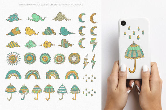 Hot Coffee Cold Weather Vector Illustrations