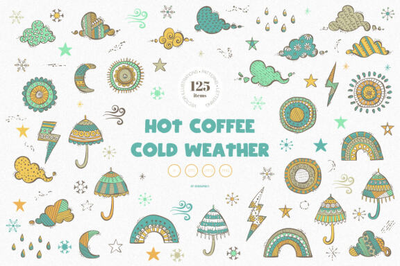 Hot Coffee Cold Weather Vector Illustrations