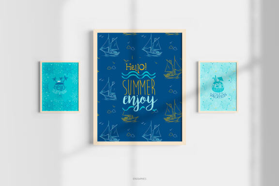 The Lighthouse and The Sea Vector Patterns