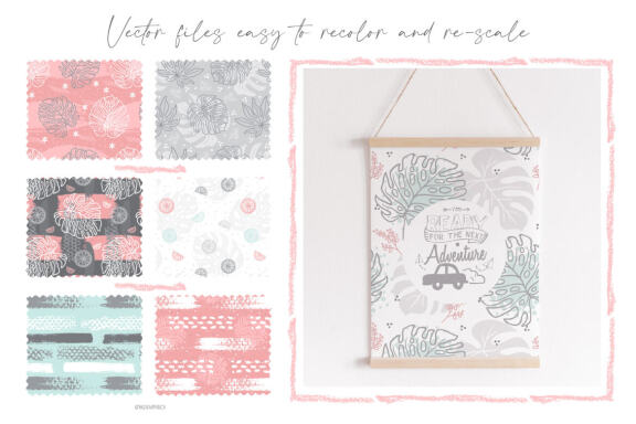 Summer in Hawaii Vector Patterns