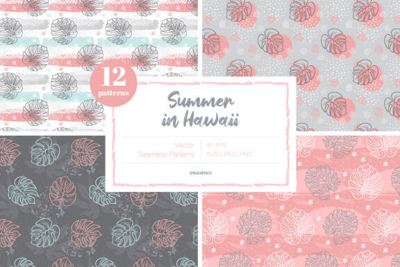 Summer in Hawaii Vector Patterns