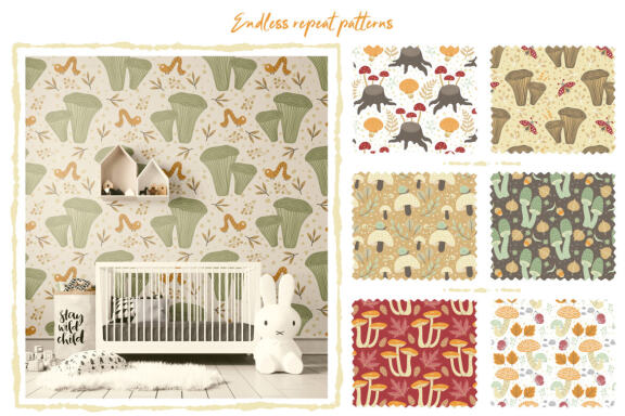 The Mushroom Forest Vector Patterns