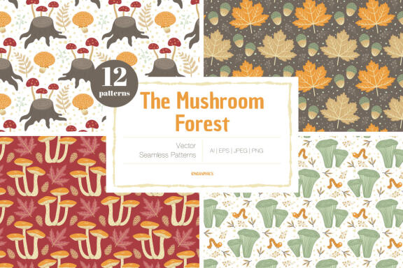 The Mushroom Forest Vector Patterns