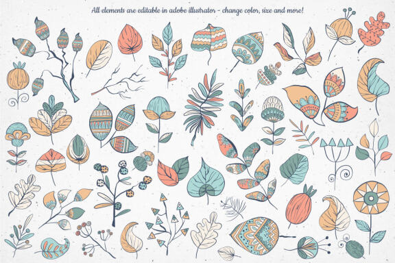 Winter Botanicals Vector Illustrations