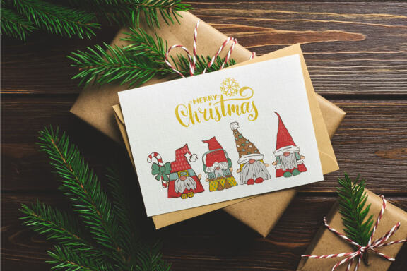 Cute Christmas Gnomes Vector Illustrations