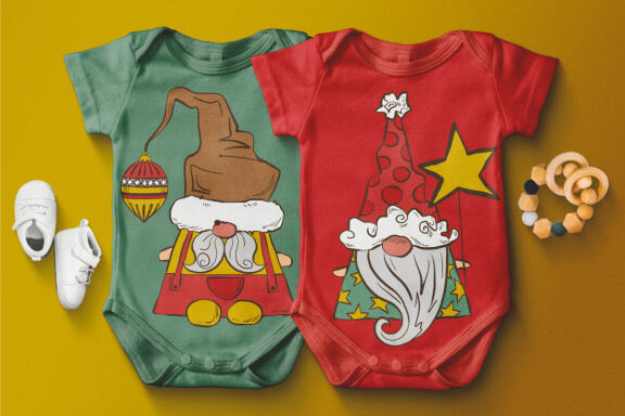 Cute Christmas Gnomes Vector Illustrations