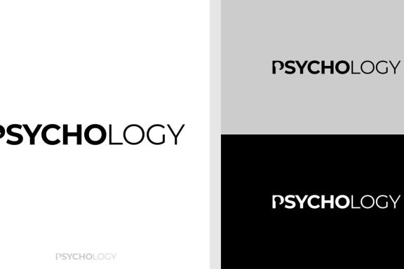 PSYCHOLOGY LOGO WORDMARK PEOPLE NEGATIVE SPACE EDITABLE