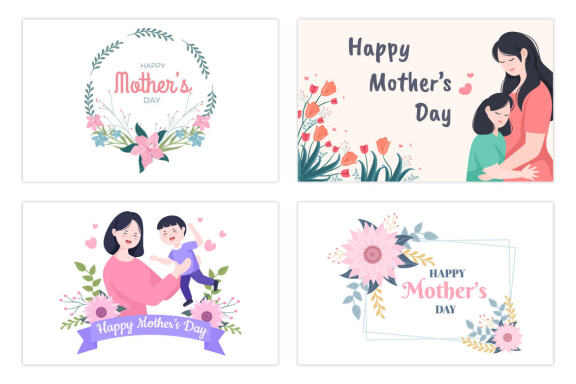 23 Happy Mother Day Flat Design Illustration