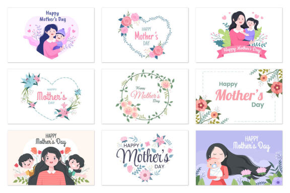 23 Happy Mother Day Flat Design Illustration