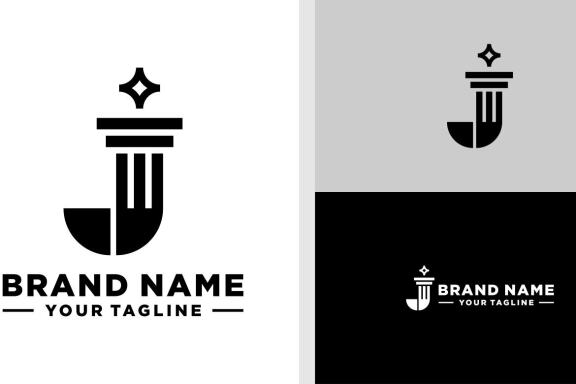 LETTER J LOGO COLUMN BUILDING MONOGRAM EDITABLE