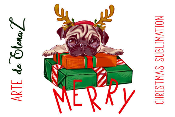 Bulldog deer, christmas sublimation