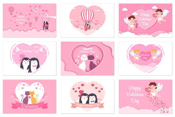 25 Happy Valentine's Day Flat Design Illustration