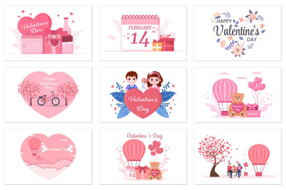 25 Happy Valentine's Day Flat Design Illustration