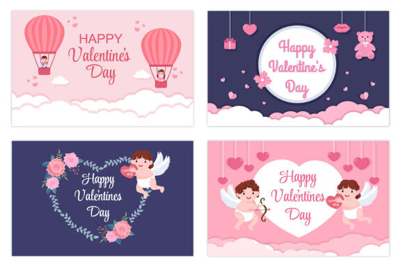 25 Happy Valentine's Day Flat Design Illustration