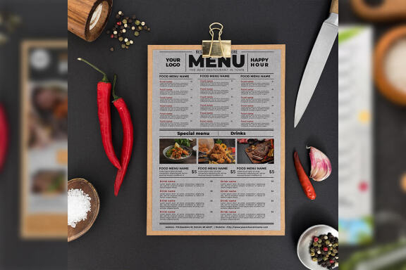 Minimalist restaurant menu