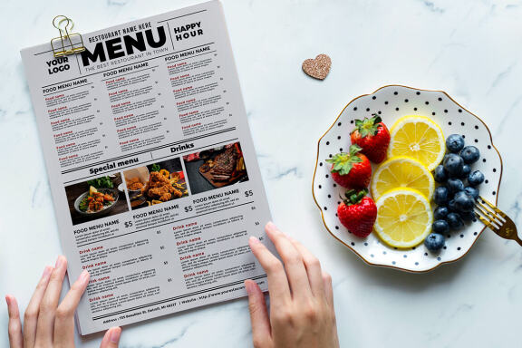 Minimalist restaurant menu