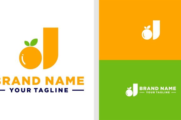 LETTER J LOGO ORANGE FRUIT MONOGRAM EDITABLE