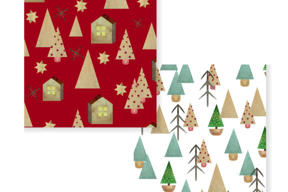 Watercolor Christmas Patterns